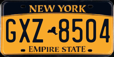 NY license plate GXZ8504