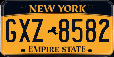 NY license plate GXZ8582