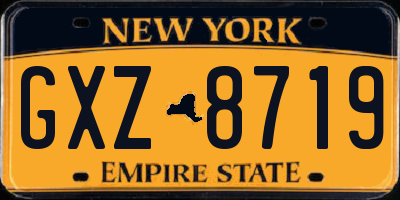 NY license plate GXZ8719