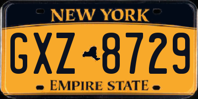 NY license plate GXZ8729