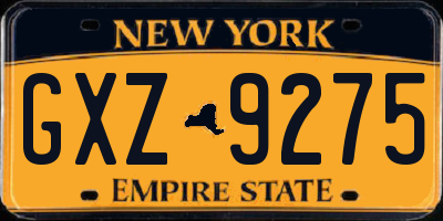 NY license plate GXZ9275