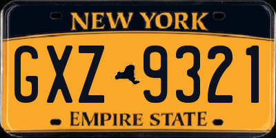 NY license plate GXZ9321