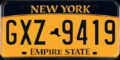 NY license plate GXZ9419