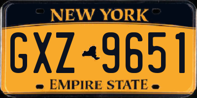 NY license plate GXZ9651