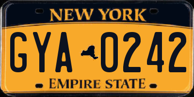 NY license plate GYA0242