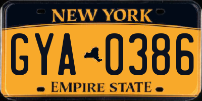 NY license plate GYA0386