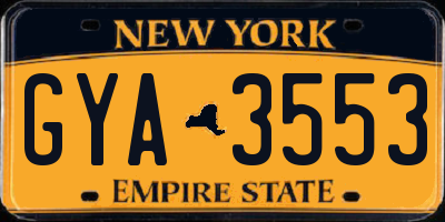 NY license plate GYA3553