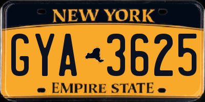 NY license plate GYA3625