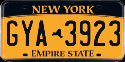 NY license plate GYA3923