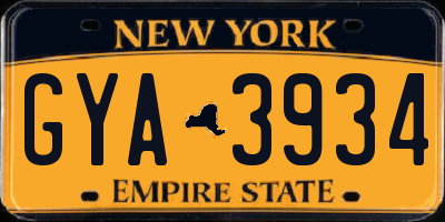 NY license plate GYA3934