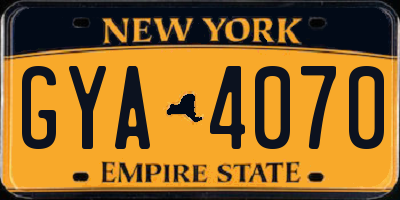 NY license plate GYA4070