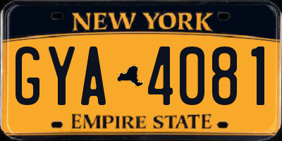 NY license plate GYA4081