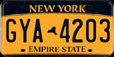 NY license plate GYA4203