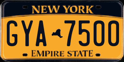 NY license plate GYA7500