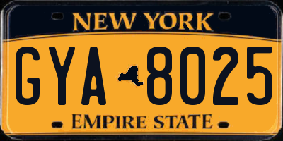 NY license plate GYA8025