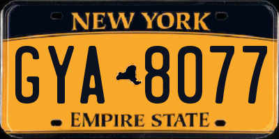 NY license plate GYA8077