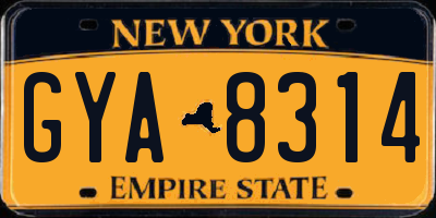 NY license plate GYA8314