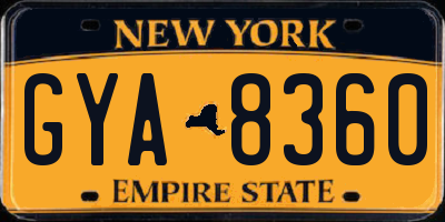 NY license plate GYA8360