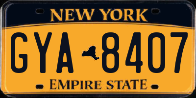 NY license plate GYA8407