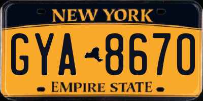 NY license plate GYA8670