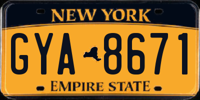 NY license plate GYA8671