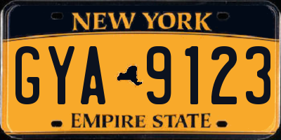 NY license plate GYA9123