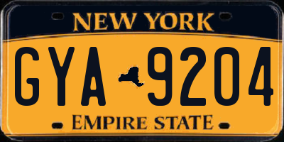 NY license plate GYA9204
