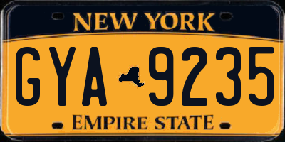 NY license plate GYA9235