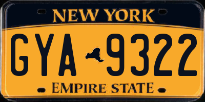 NY license plate GYA9322