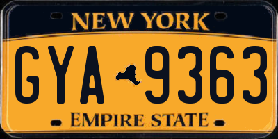 NY license plate GYA9363