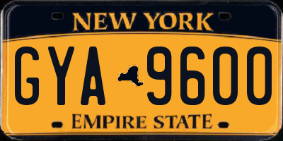 NY license plate GYA9600