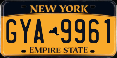 NY license plate GYA9961