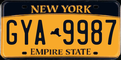 NY license plate GYA9987