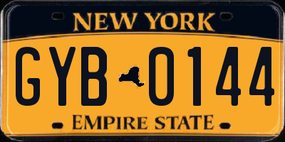 NY license plate GYB0144