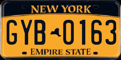 NY license plate GYB0163