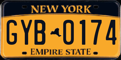 NY license plate GYB0174