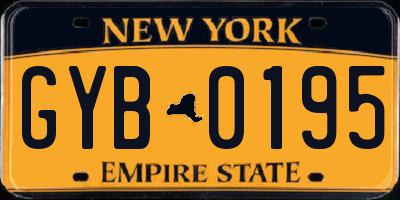 NY license plate GYB0195