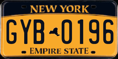 NY license plate GYB0196