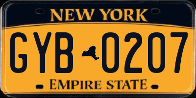 NY license plate GYB0207