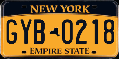 NY license plate GYB0218