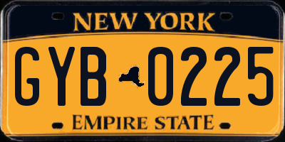 NY license plate GYB0225
