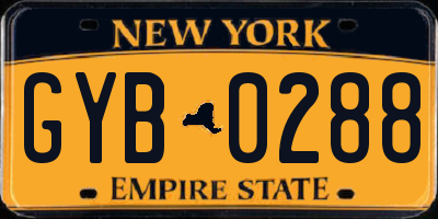 NY license plate GYB0288