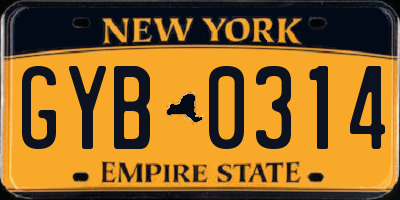 NY license plate GYB0314