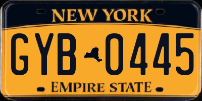 NY license plate GYB0445