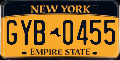 NY license plate GYB0455