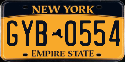 NY license plate GYB0554