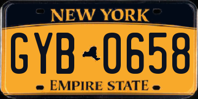 NY license plate GYB0658