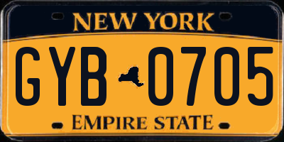 NY license plate GYB0705