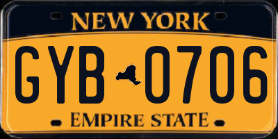 NY license plate GYB0706