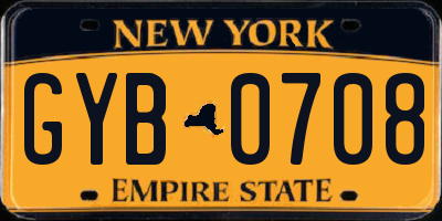 NY license plate GYB0708